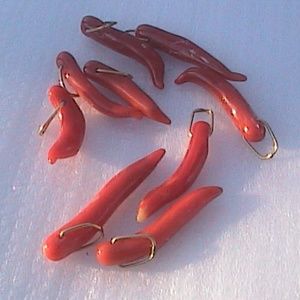 14k 1 pc Yellow Gold Coral Chili Pepper Pendant
